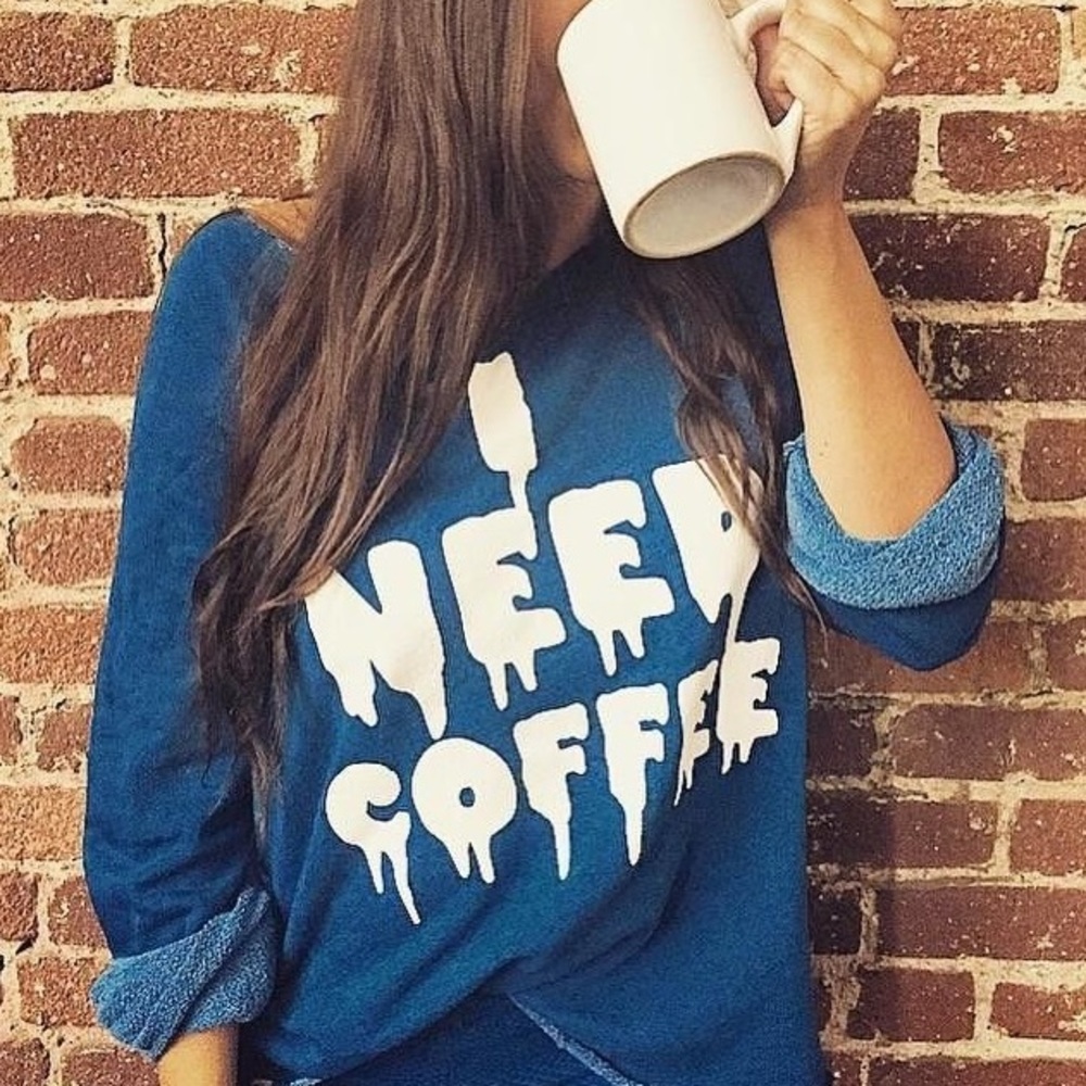 WILDFOX I Need Coffee Oversized Sweatshirt Sweater